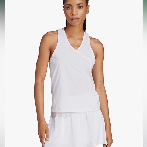 Adidas Club Tennis Climacool V Neck Tank Top White Size Large NWT - Picture 3 of 5
